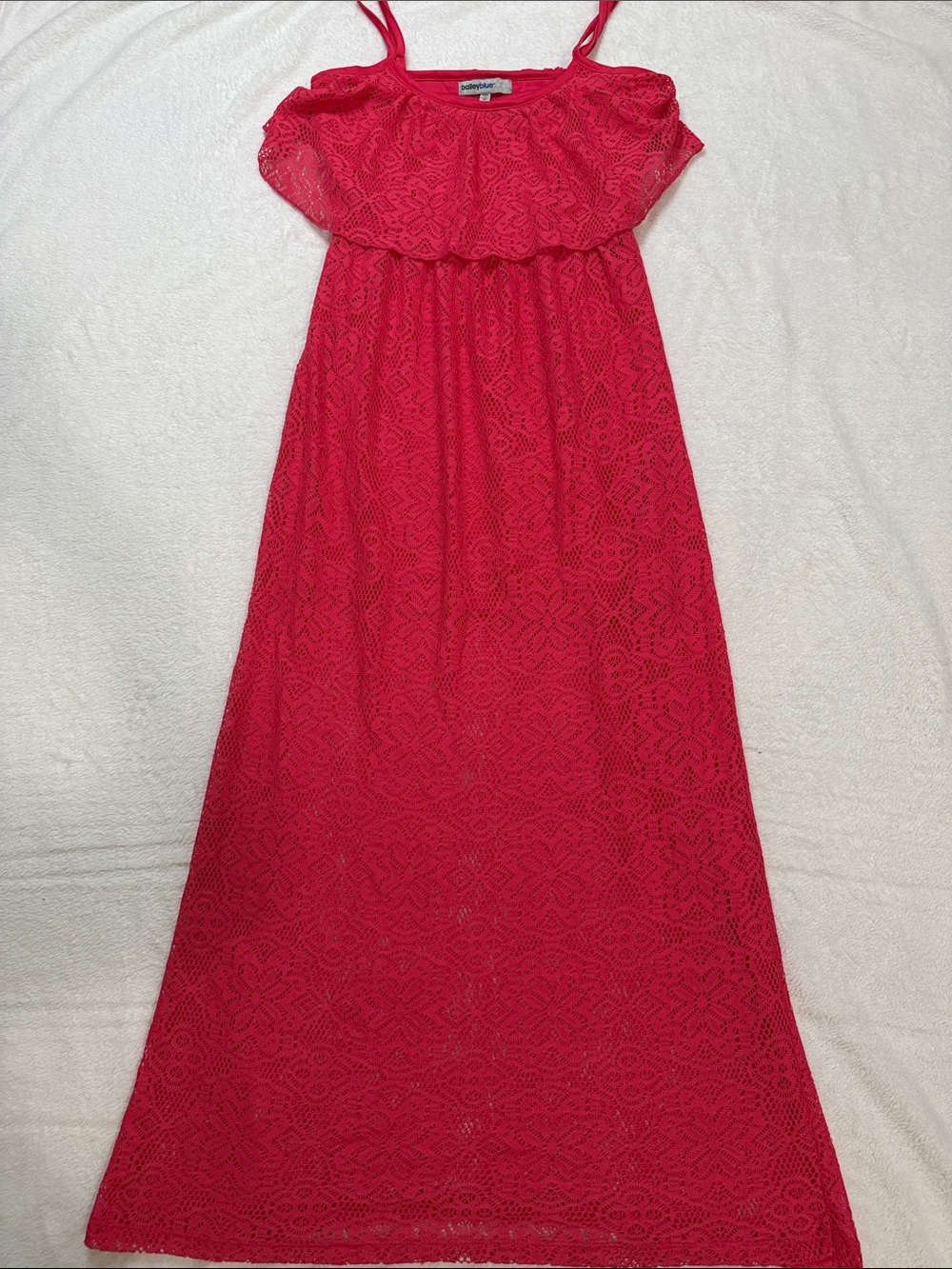 Coral Pink Lace Maxi Dress